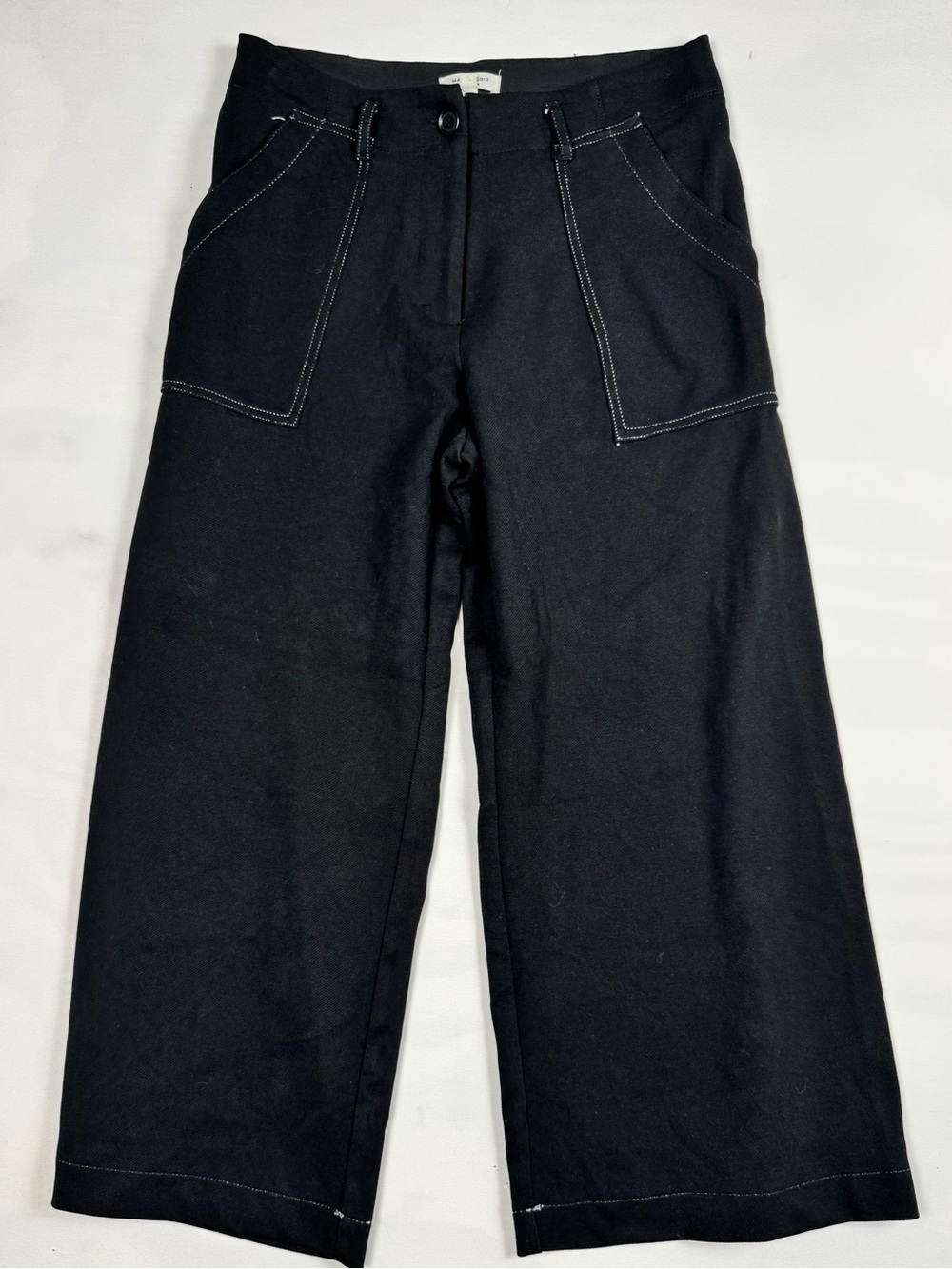 Max Studio London High-Rise Wide Leg Pants Black White Stitching Women’s M